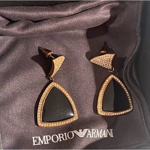 emporio armani gold brown Crystal earrings ear-drops